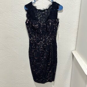 Eliza J Black Embellished Knee-Length Cocktail Dress